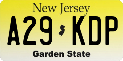 NJ license plate A29KDP