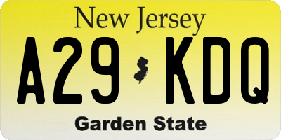 NJ license plate A29KDQ