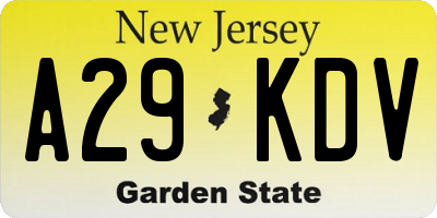 NJ license plate A29KDV