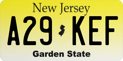 NJ license plate A29KEF