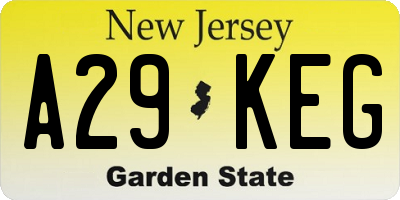 NJ license plate A29KEG
