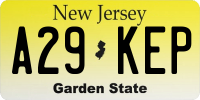 NJ license plate A29KEP