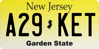 NJ license plate A29KET