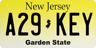 NJ license plate A29KEY