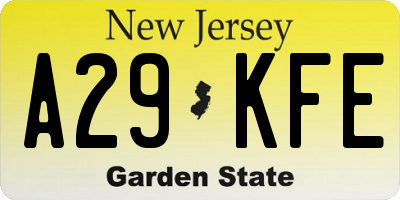 NJ license plate A29KFE