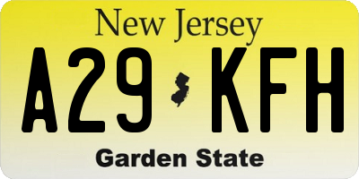 NJ license plate A29KFH