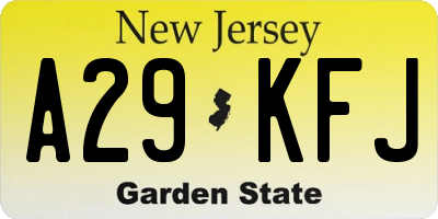 NJ license plate A29KFJ
