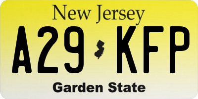 NJ license plate A29KFP
