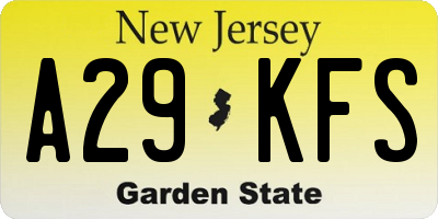 NJ license plate A29KFS