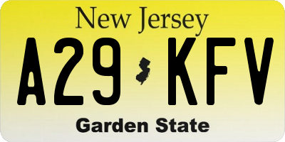 NJ license plate A29KFV