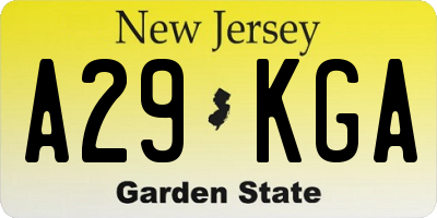 NJ license plate A29KGA