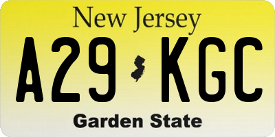 NJ license plate A29KGC