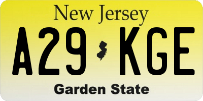 NJ license plate A29KGE