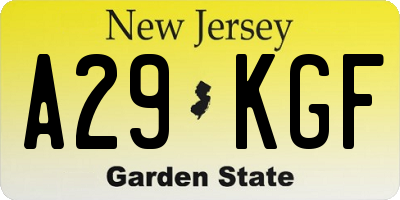 NJ license plate A29KGF