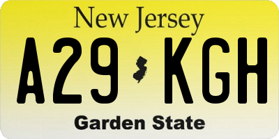 NJ license plate A29KGH