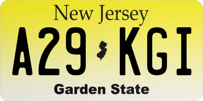 NJ license plate A29KGI