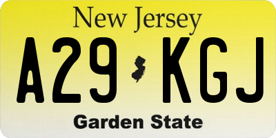 NJ license plate A29KGJ