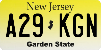 NJ license plate A29KGN