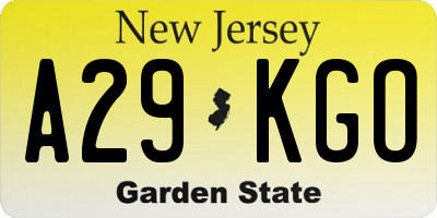 NJ license plate A29KGO