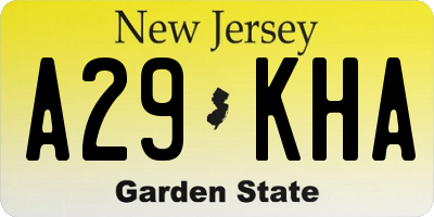 NJ license plate A29KHA