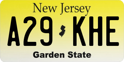 NJ license plate A29KHE