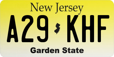 NJ license plate A29KHF