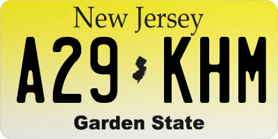 NJ license plate A29KHM