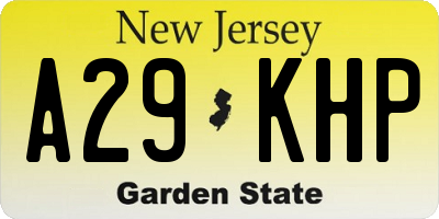 NJ license plate A29KHP