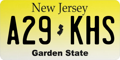 NJ license plate A29KHS