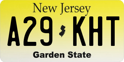 NJ license plate A29KHT