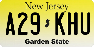 NJ license plate A29KHU