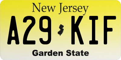 NJ license plate A29KIF