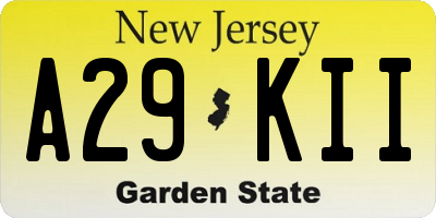 NJ license plate A29KII