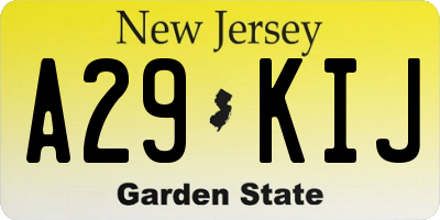 NJ license plate A29KIJ