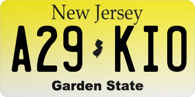 NJ license plate A29KIO