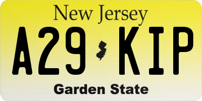 NJ license plate A29KIP