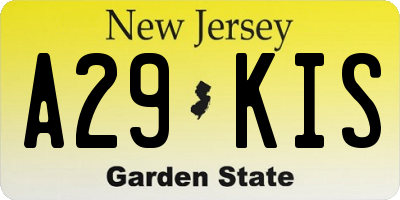 NJ license plate A29KIS