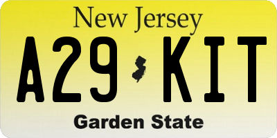 NJ license plate A29KIT