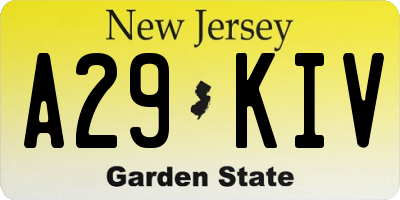 NJ license plate A29KIV