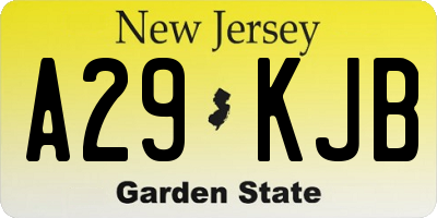 NJ license plate A29KJB