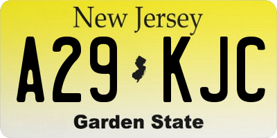 NJ license plate A29KJC