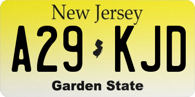 NJ license plate A29KJD