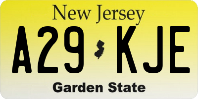 NJ license plate A29KJE