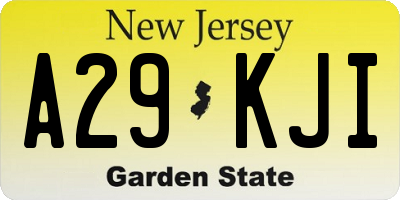 NJ license plate A29KJI