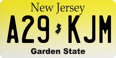 NJ license plate A29KJM
