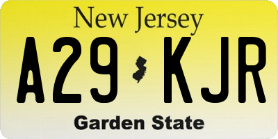 NJ license plate A29KJR