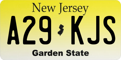 NJ license plate A29KJS