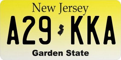 NJ license plate A29KKA