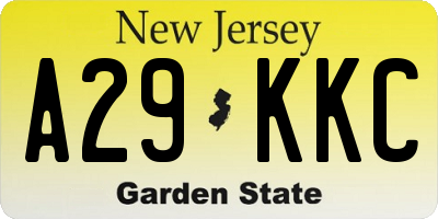 NJ license plate A29KKC