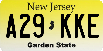 NJ license plate A29KKE